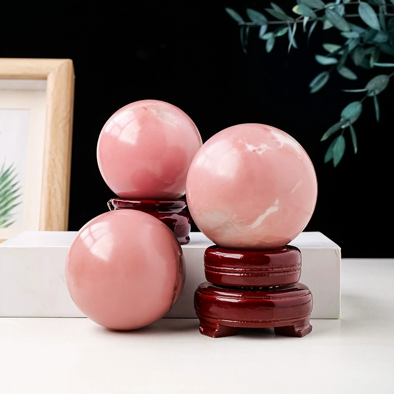 Natural pink opal crystal ball crystal raw stone polished energy stone
