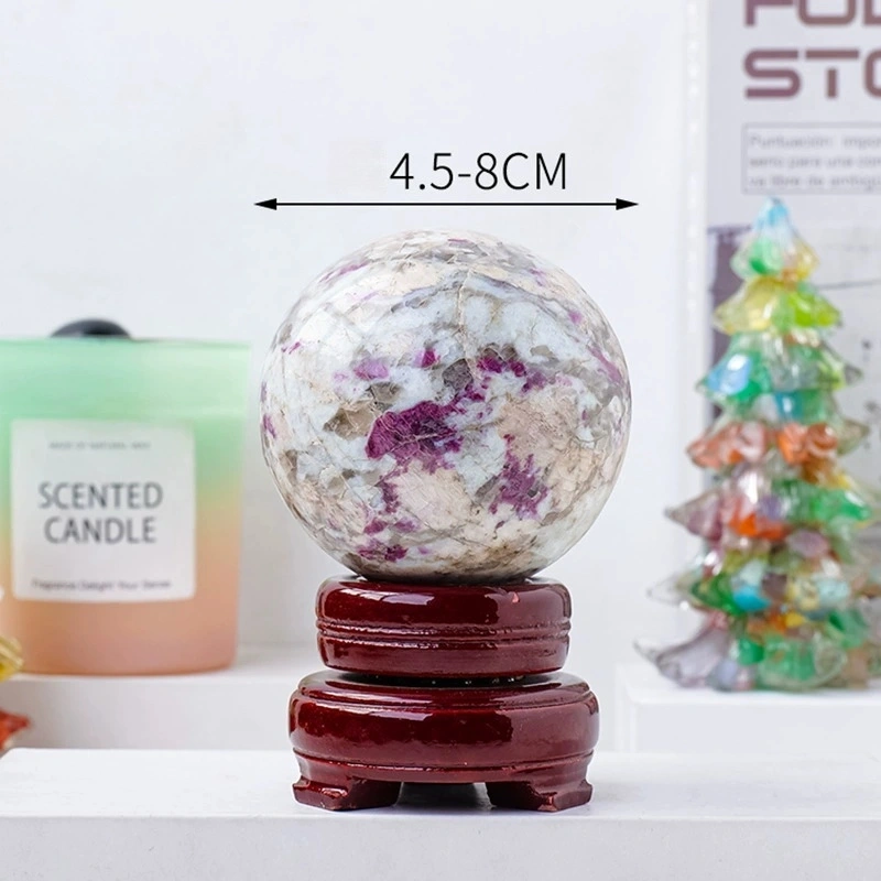 Natural plum blossom tourmaline crystal ball rough stone polishing