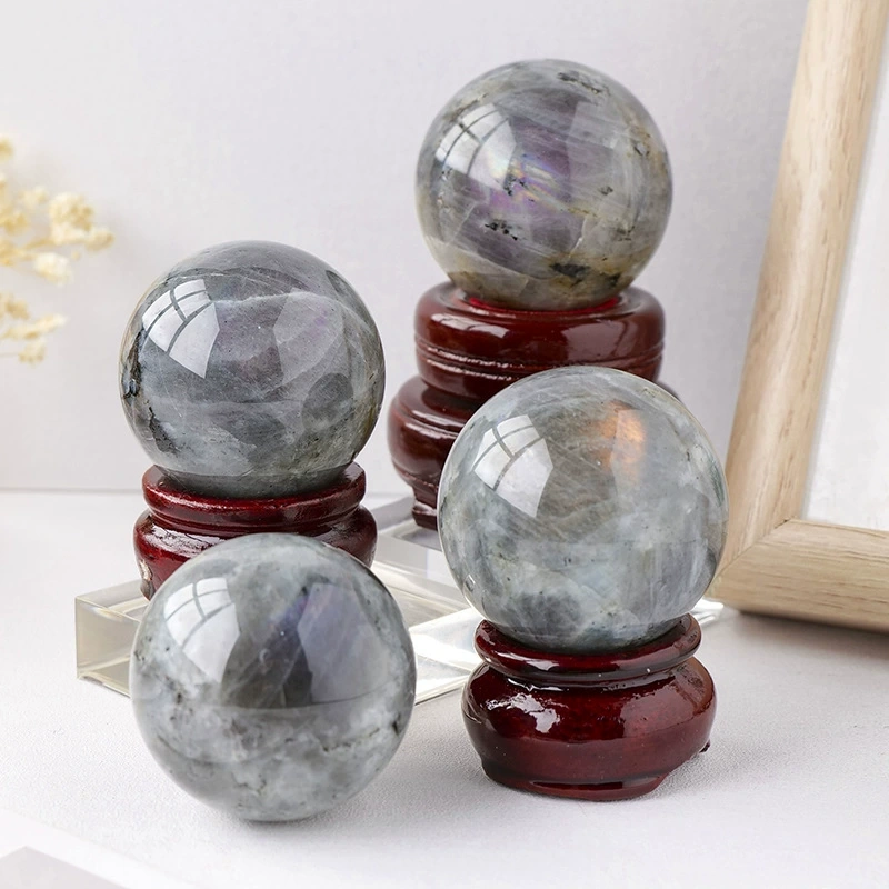 Natural crystal purple labradorite ball original stone crystal ball art ornaments