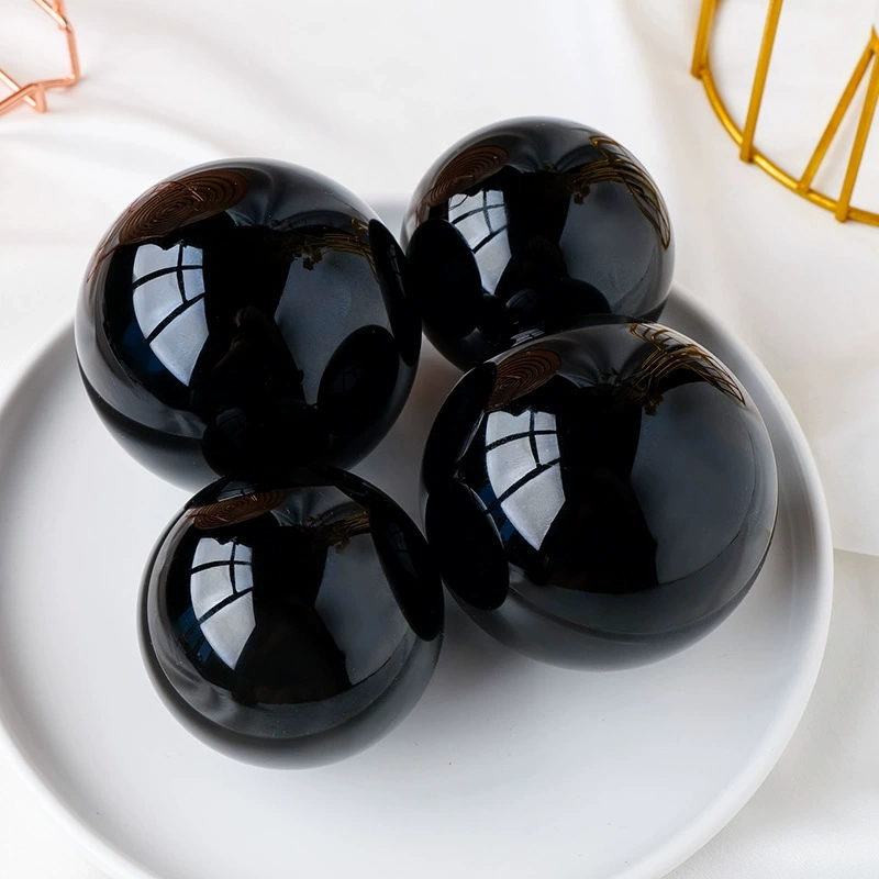 Obsidian ball ornaments Crystal rough stone polished black crystal ball