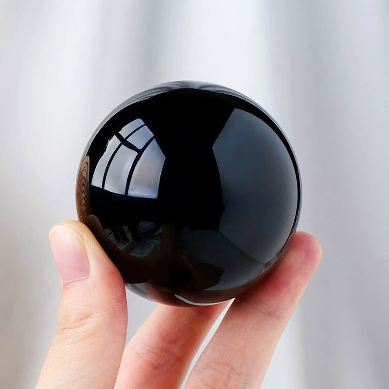 Obsidian ball ornaments Crystal rough stone polished black crystal ball