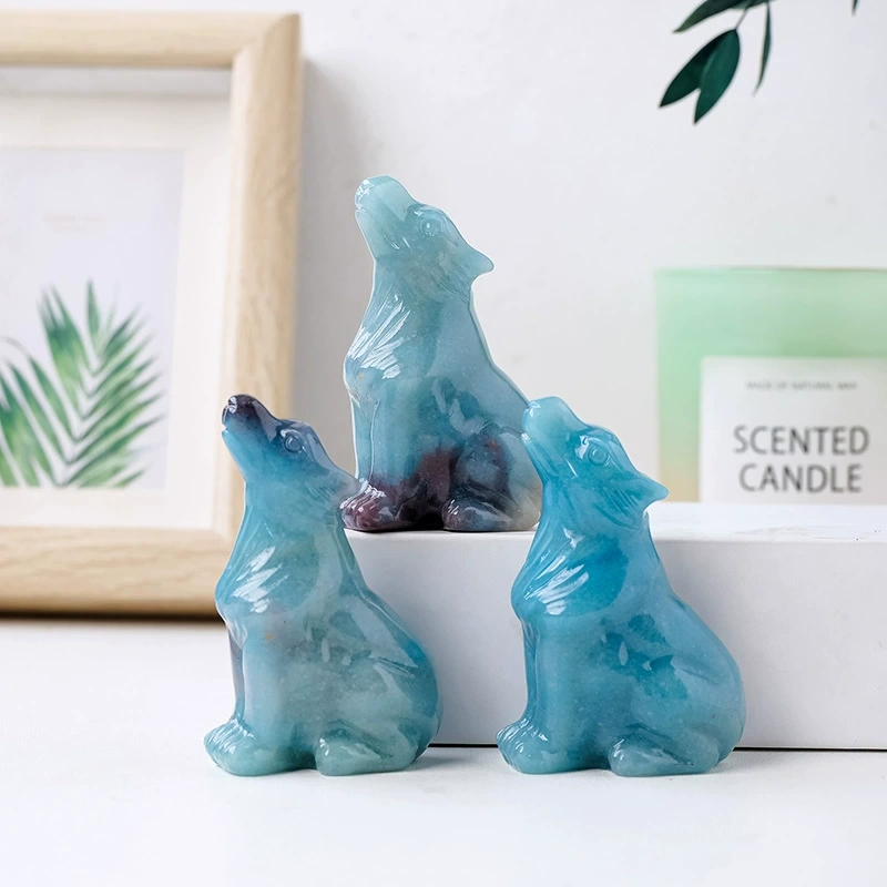 Natural crystal hydroxyapatite wolf cub carving piece original stone polishing