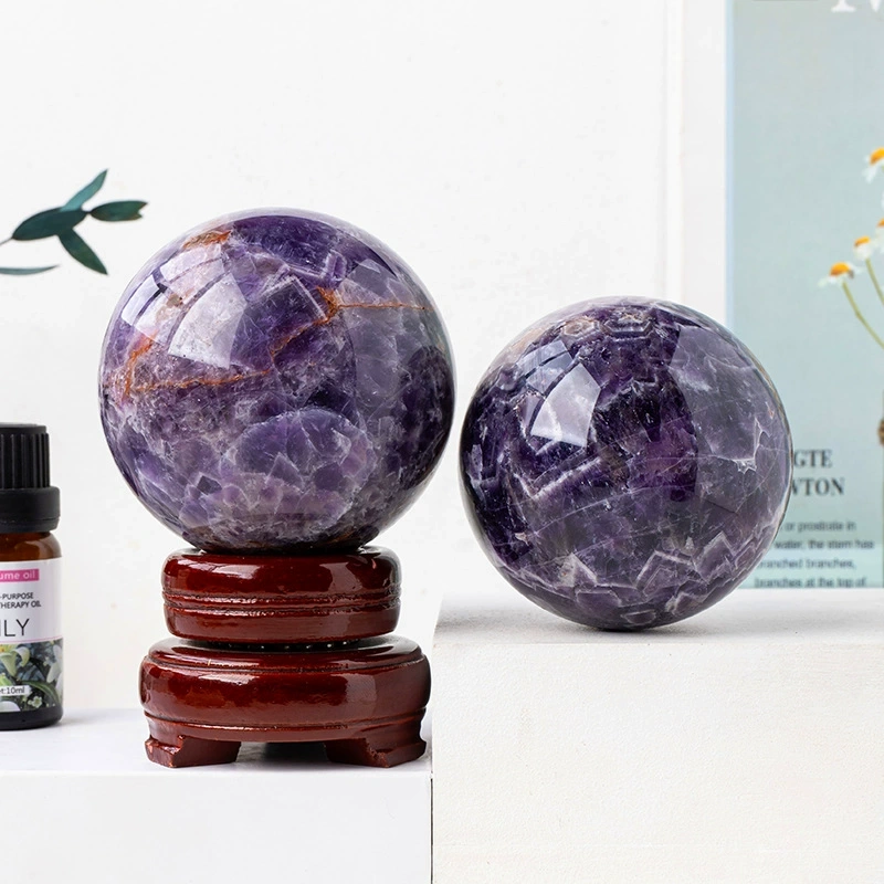 Natural dream amethyst ball rough stone polished flower amethyst energy ball
