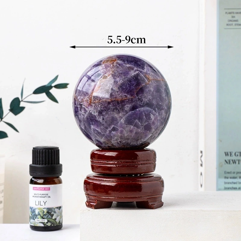 Natural dream amethyst ball rough stone polished flower amethyst energy ball