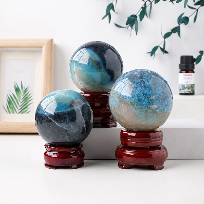 Natural hydroxyapatite crystal ball, raw stone polished ornamental stone ball