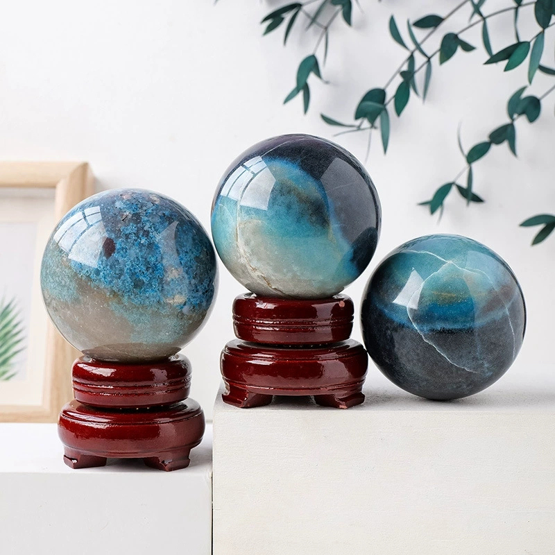 Natural hydroxyapatite crystal ball, raw stone polished ornamental stone ball