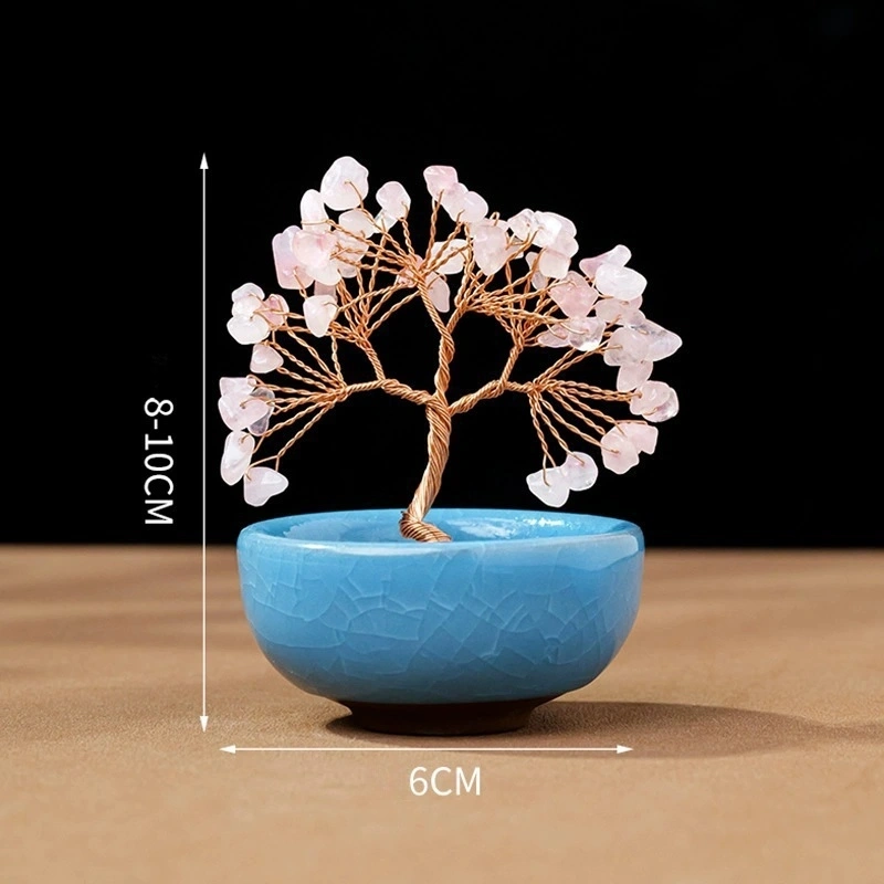 Natural crystal tree tea cup base crystal gravel tree of life