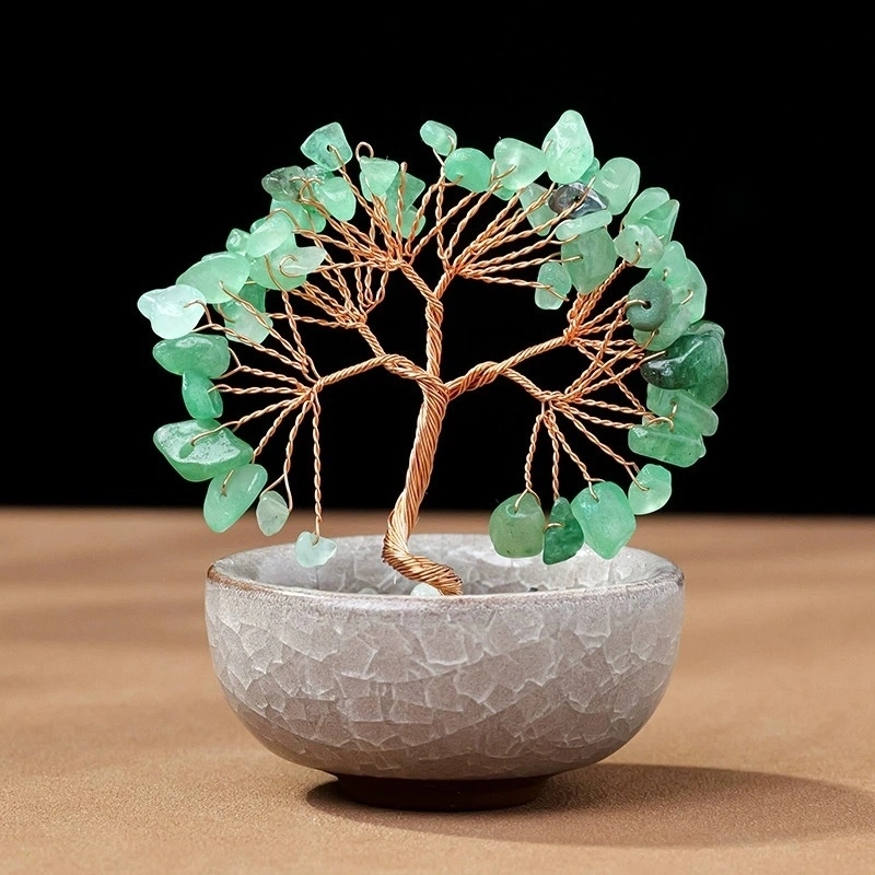 Natural crystal tree tea cup base crystal gravel tree of life
