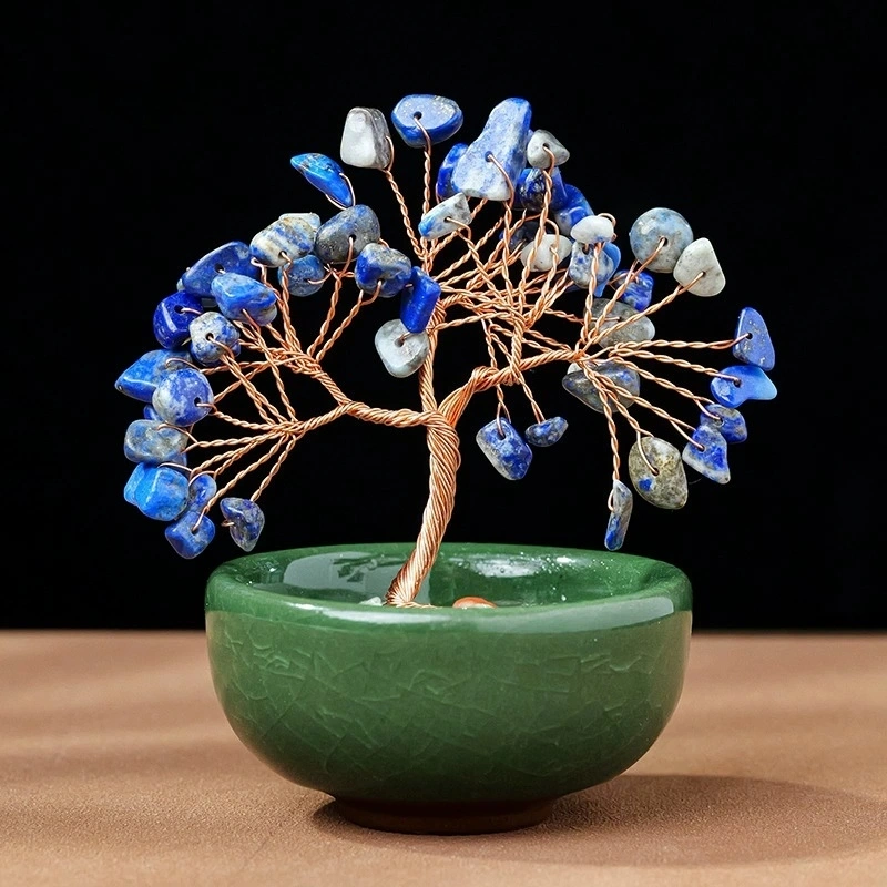Natural crystal tree tea cup base crystal gravel tree of life