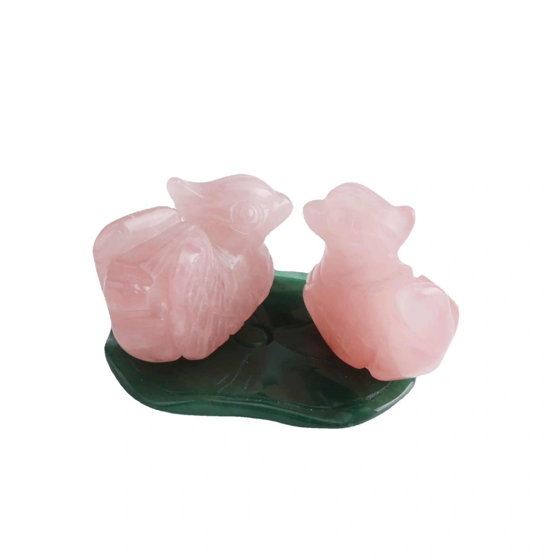 Natural Rose Quartz mandarin duck ornaments crystal hand-polished carving wedding gift