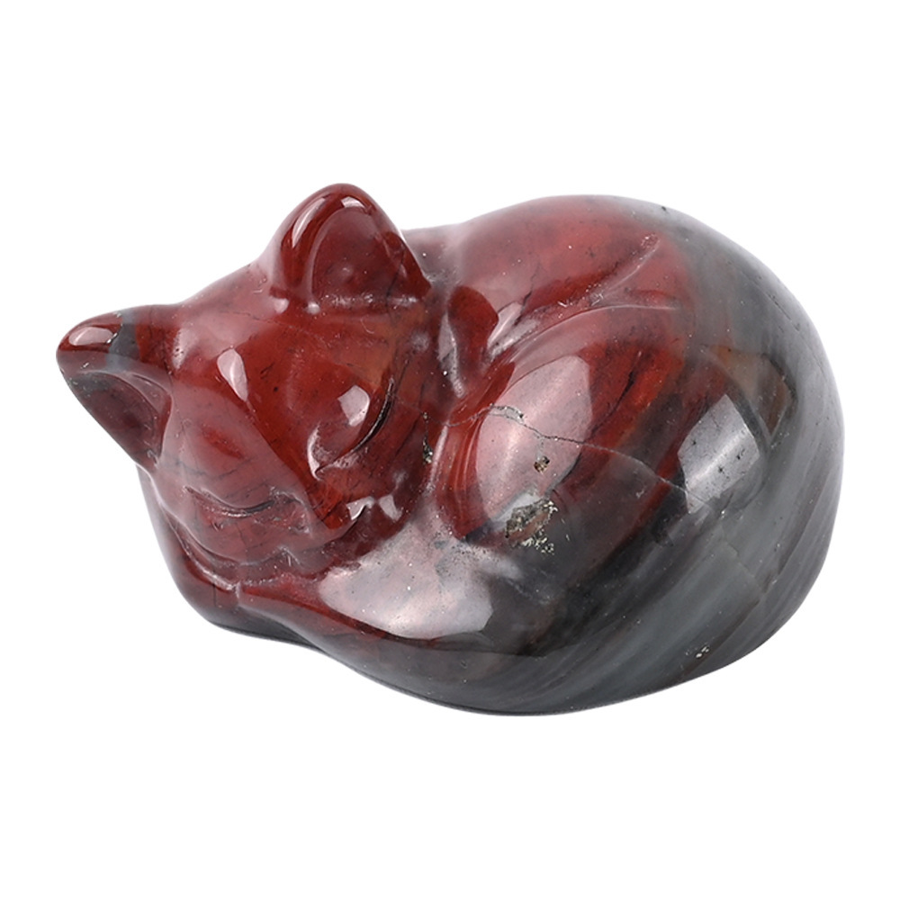 Natural crystal sleeping cat carvings, semi-precious jade cat ornaments, home decorations