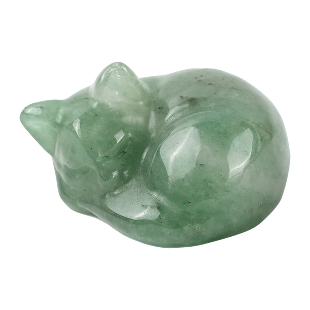 Natural crystal sleeping cat carvings, semi-precious jade cat ornaments, home decorations