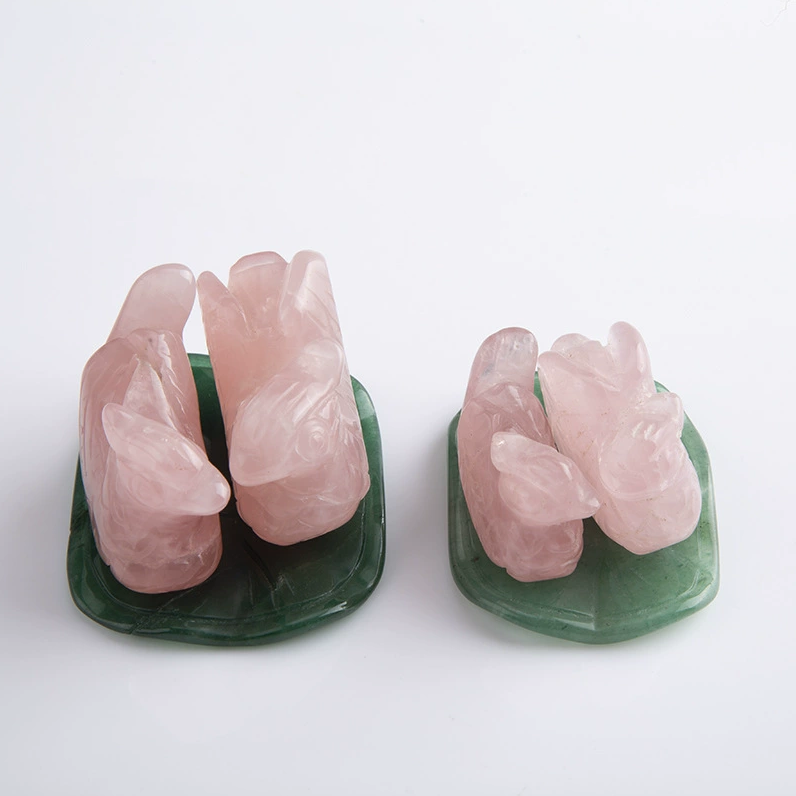 Natural Rose Quartz mandarin duck ornaments crystal hand-polished carving wedding gift