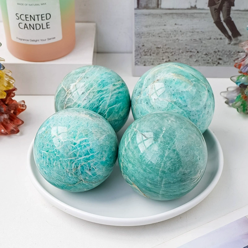 2.5-8.5cm natural crystal amazonite raw stone polished ball ornaments