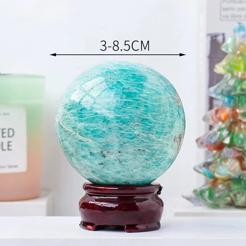 2.5-8.5cm natural crystal amazonite raw stone polished ball ornaments