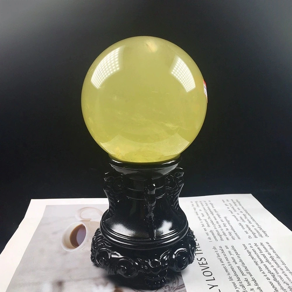 Natural yellow crystal ball round with base home decoration ornaments