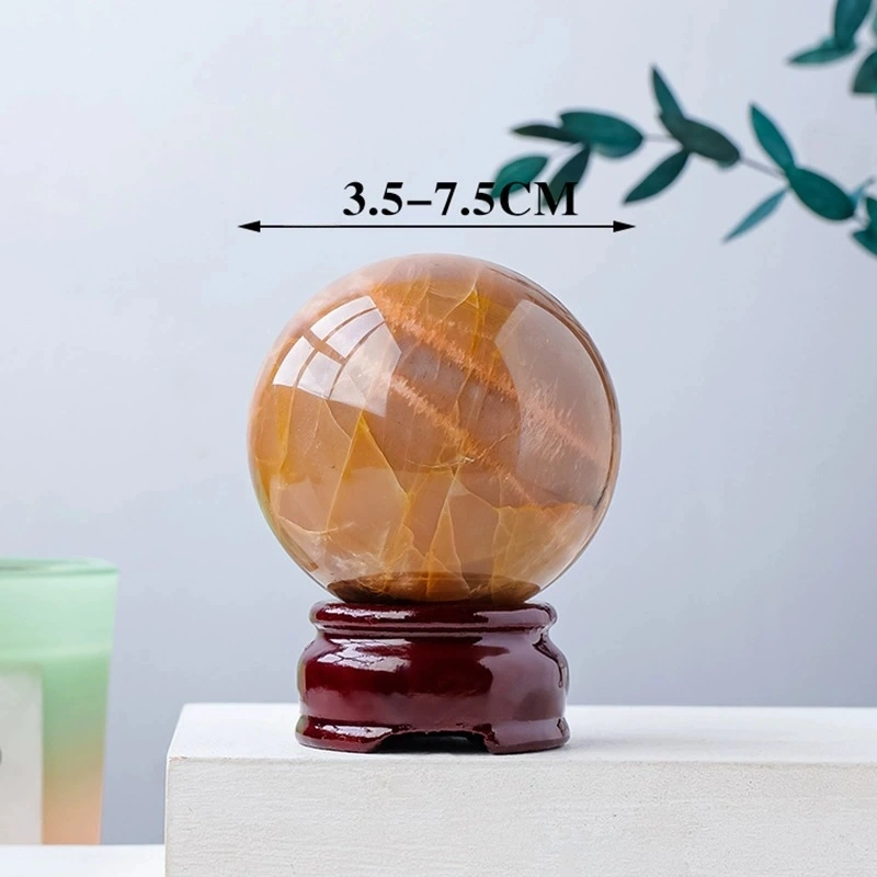 Natural orange moonstone sunstone crystal ball crystal rough stone polishing