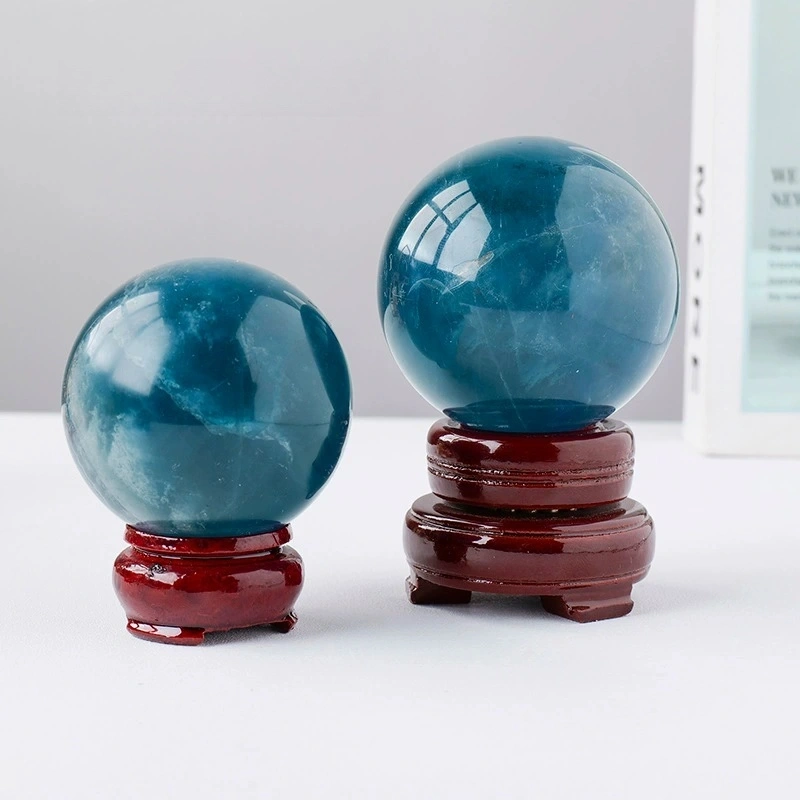 Natural crystal blue fluorite ball ornaments crystal raw stone polished