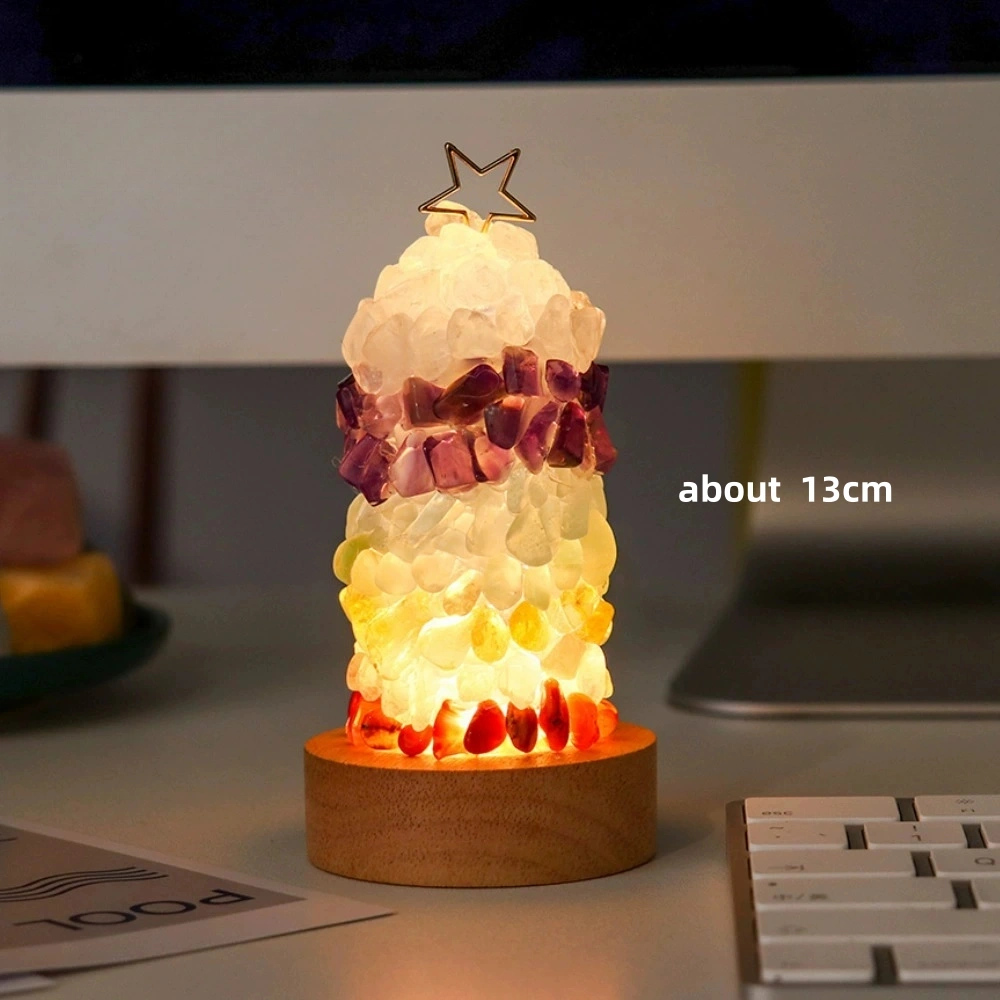 Natural seven-color crystal gravel Christmas night light ornaments