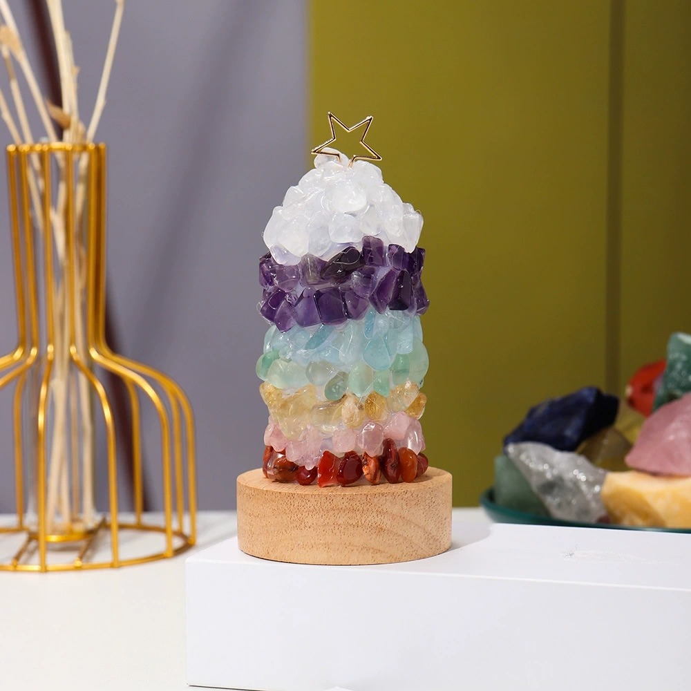 Natural seven-color crystal gravel Christmas night light ornaments