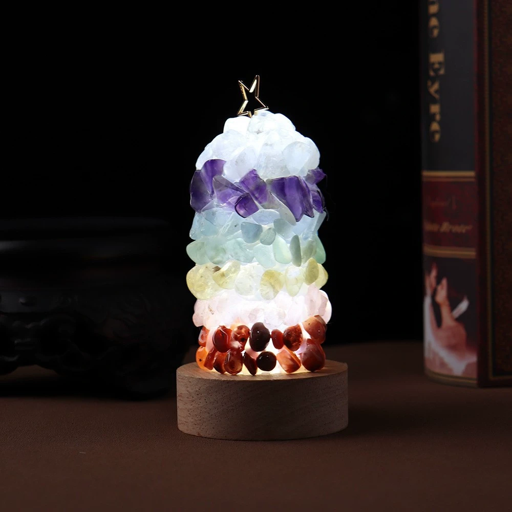 Natural seven-color crystal gravel Christmas night light ornaments