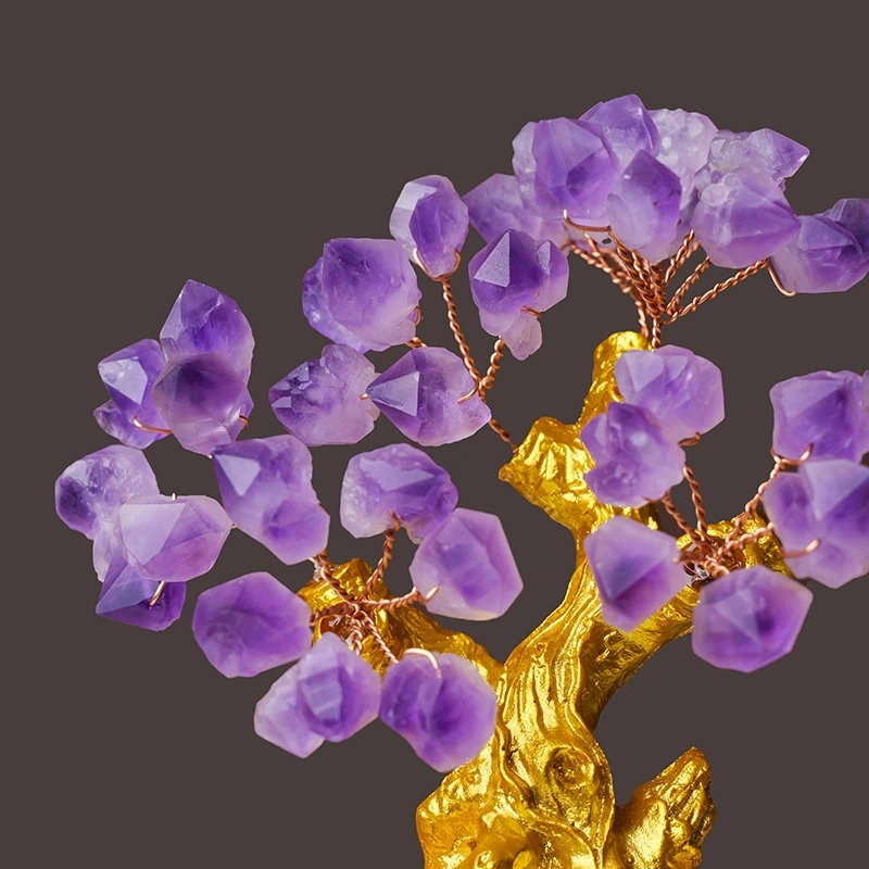 Natural amethyst tooth flower ingot base tree of life home gift ornaments