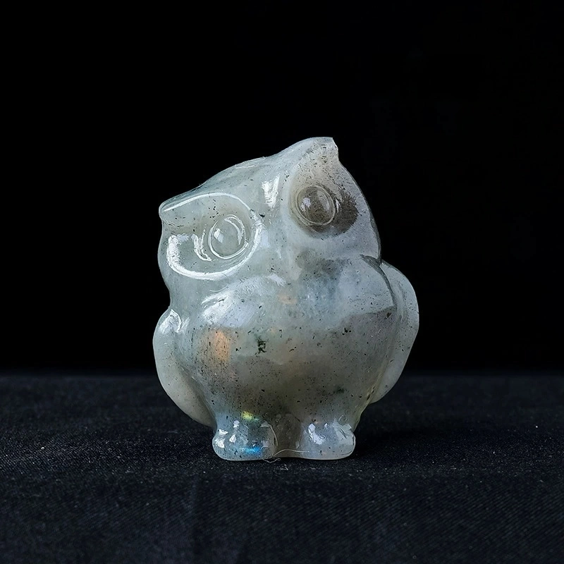 Natural crystal owl ornaments crystal raw stone carving decorative ornaments