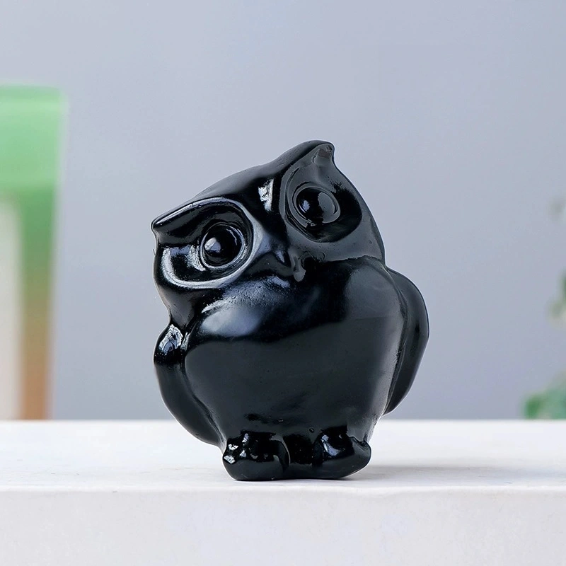 Natural crystal owl ornaments crystal raw stone carving decorative ornaments