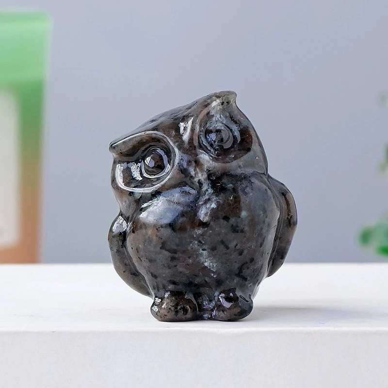 Natural crystal owl ornaments crystal raw stone carving decorative ornaments
