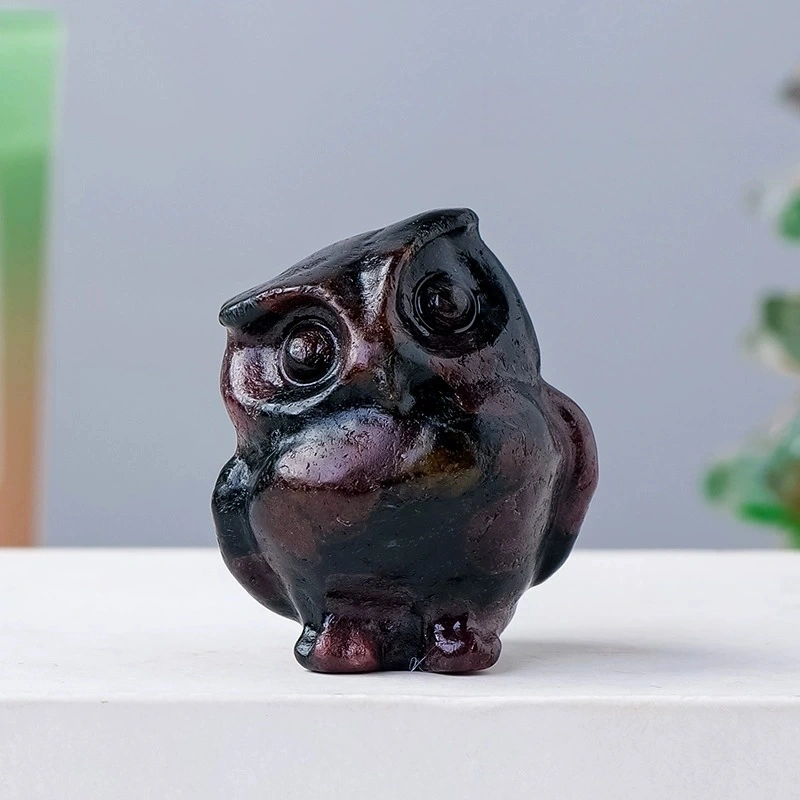 Natural crystal owl ornaments crystal raw stone carving decorative ornaments