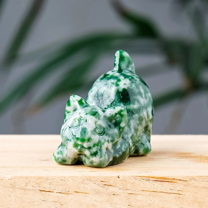 Natural crystal kitten carving crystal raw stone desktop decoration