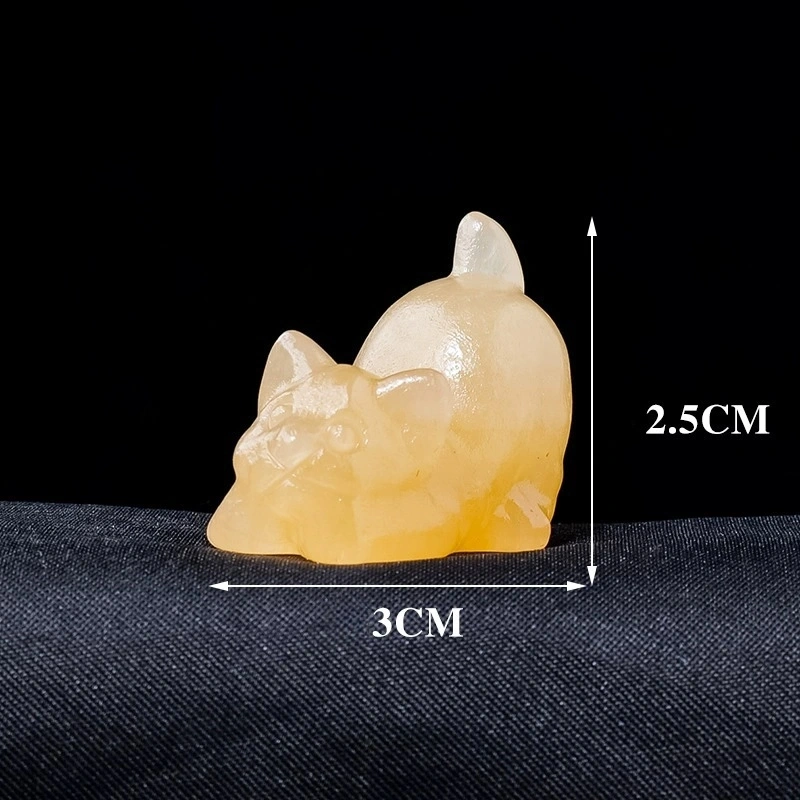 Natural crystal kitten carving crystal raw stone desktop decoration