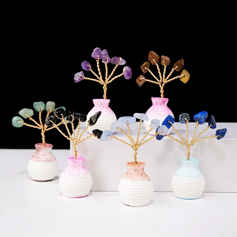 Natural crystal gravel crystal tree ornaments vase home desktop mini crystal tree
