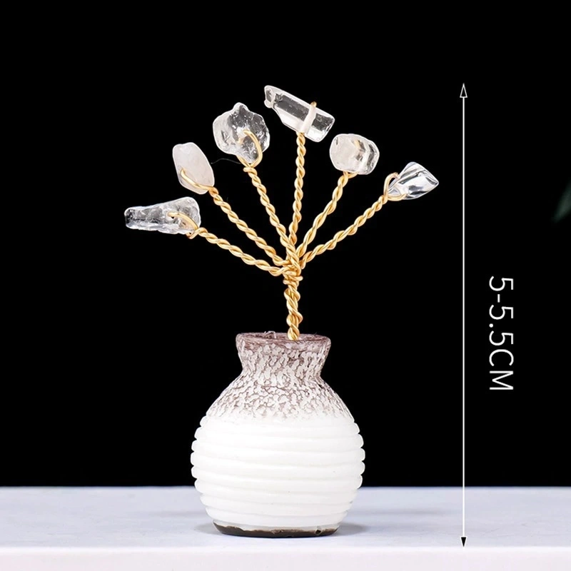Natural crystal gravel crystal tree ornaments vase home desktop mini crystal tree