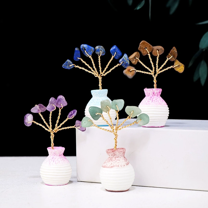 Natural crystal gravel crystal tree ornaments vase home desktop mini crystal tree
