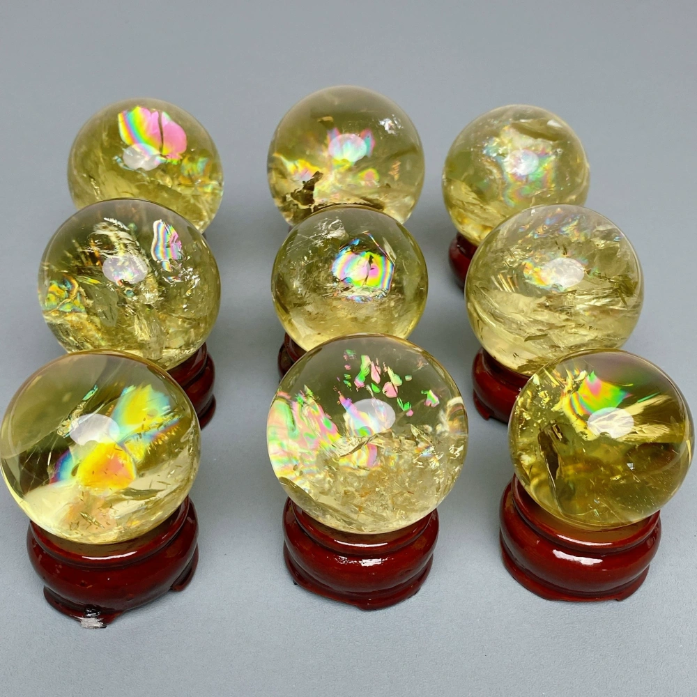 Natural high quality citrine colorful rainbow ball transparent burst color crystal ball