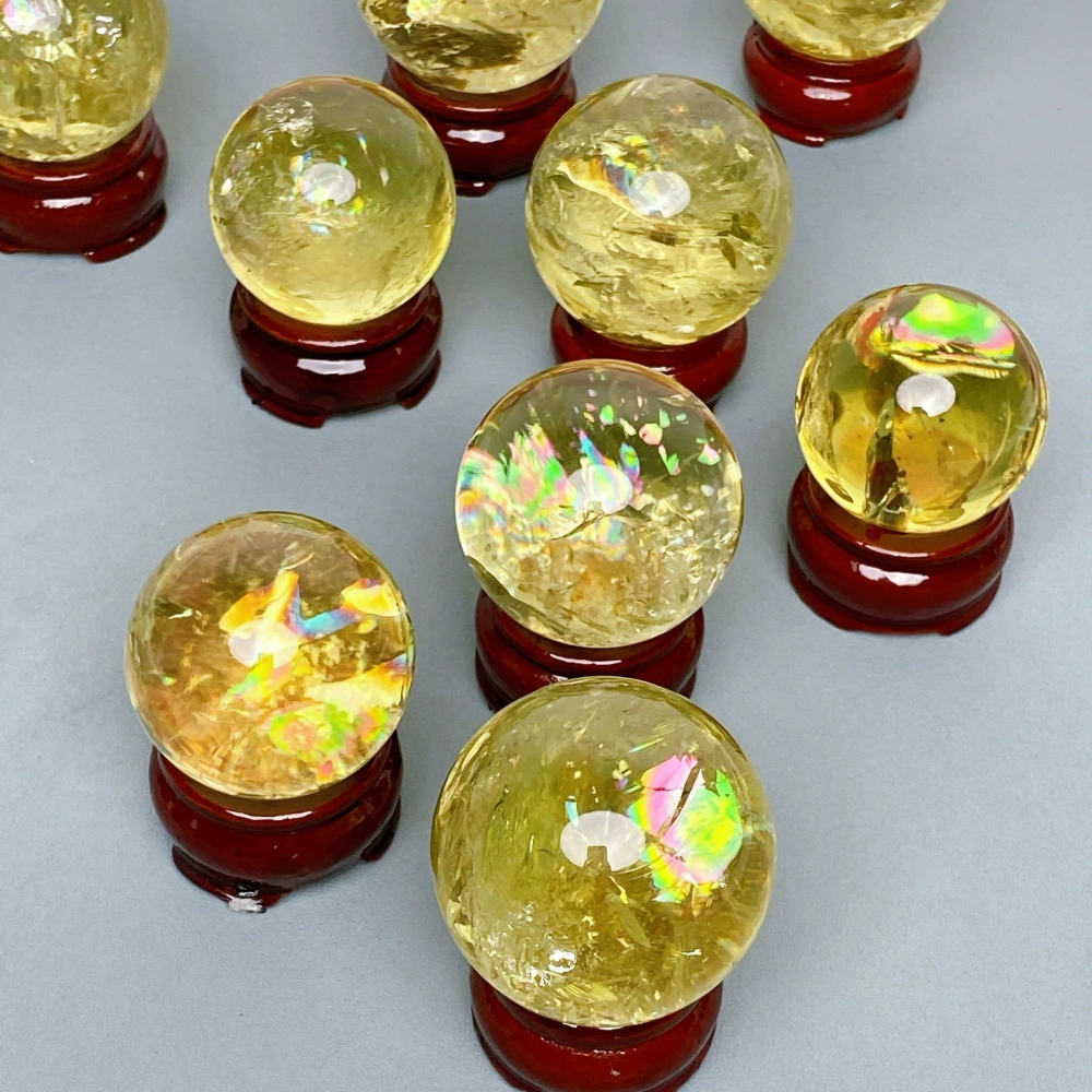 Natural high quality citrine colorful rainbow ball transparent burst color crystal ball