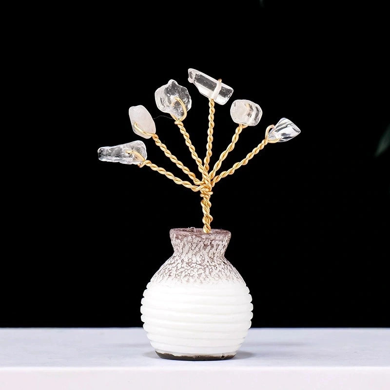 Natural crystal gravel crystal tree ornaments vase home desktop mini crystal tree