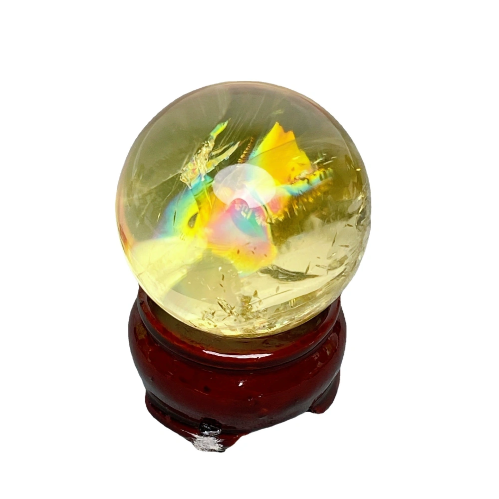Natural high quality citrine colorful rainbow ball transparent burst color crystal ball