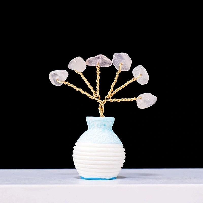 Natural crystal gravel crystal tree ornaments vase home desktop mini crystal tree