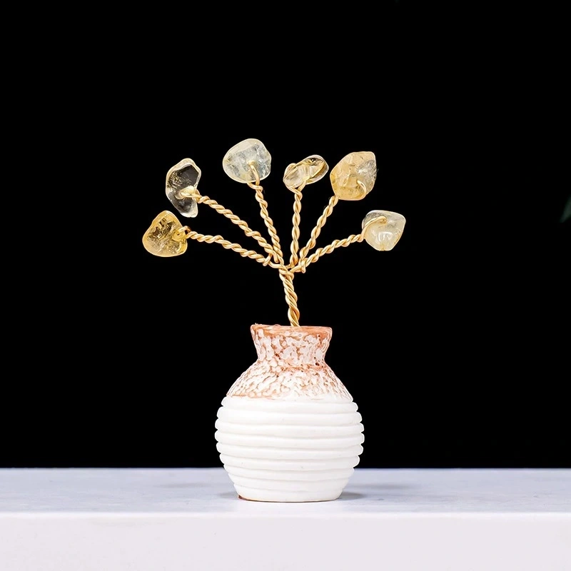 Natural crystal gravel crystal tree ornaments vase home desktop mini crystal tree