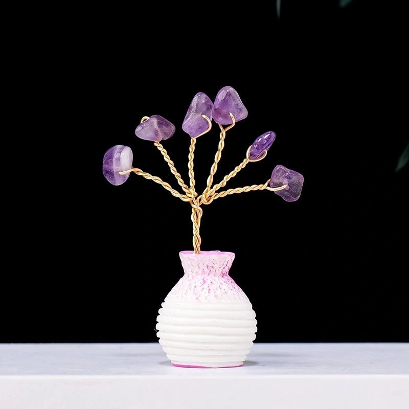 Natural crystal gravel crystal tree ornaments vase home desktop mini crystal tree