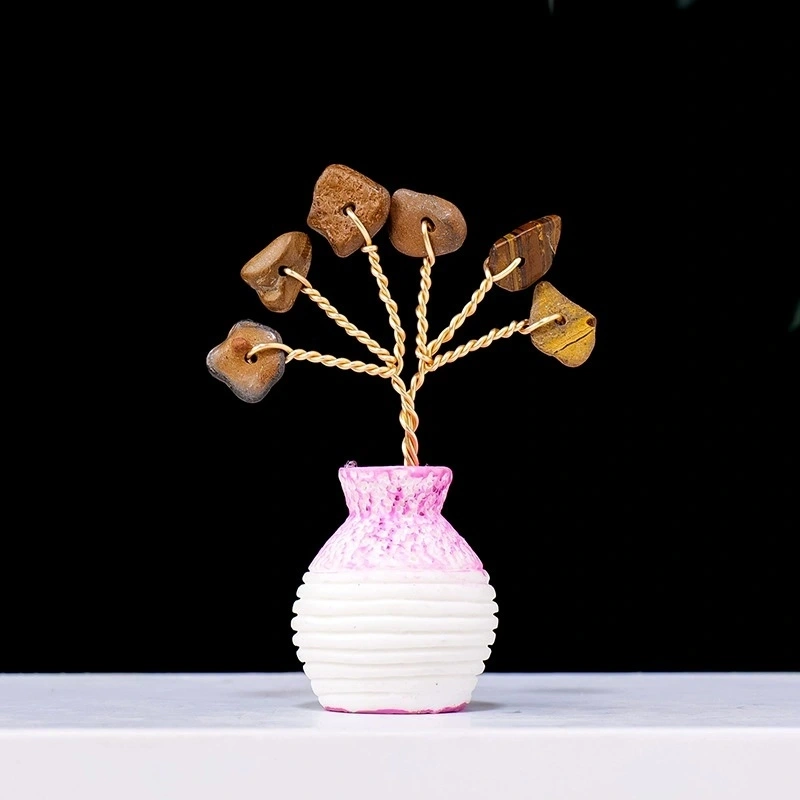 Natural crystal gravel crystal tree ornaments vase home desktop mini crystal tree