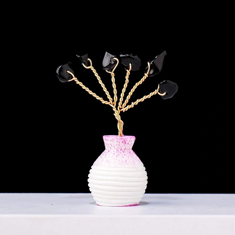 Natural crystal gravel crystal tree ornaments vase home desktop mini crystal tree