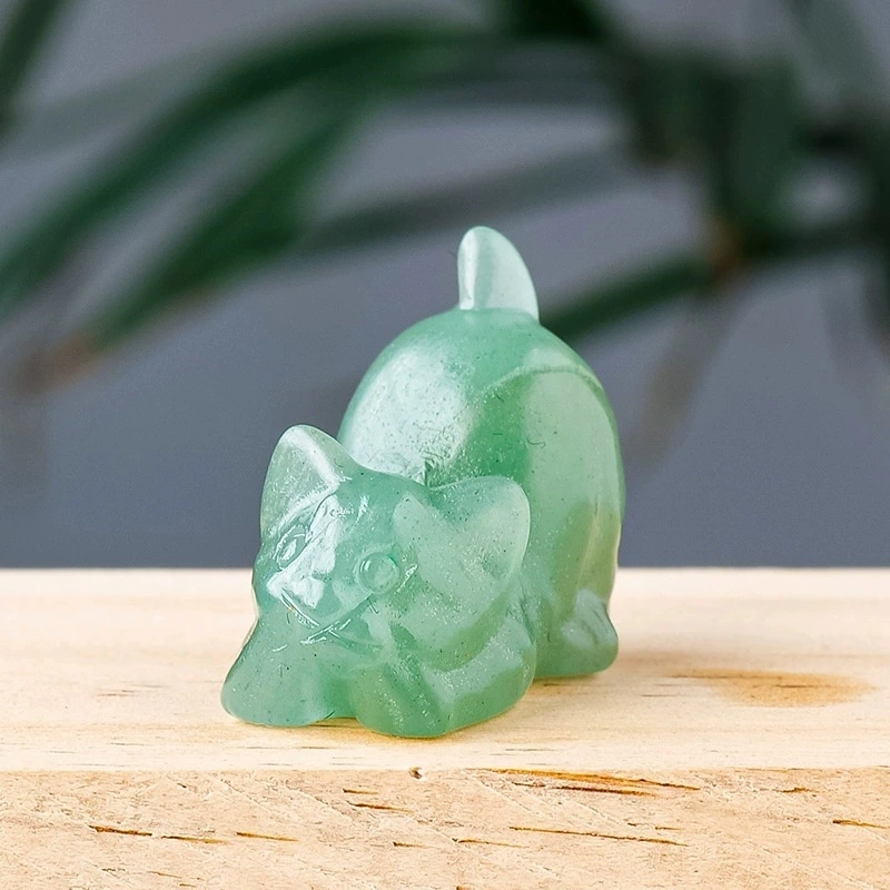 Natural crystal kitten carving crystal raw stone desktop decoration