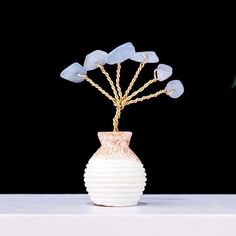 Natural crystal gravel crystal tree ornaments vase home desktop mini crystal tree