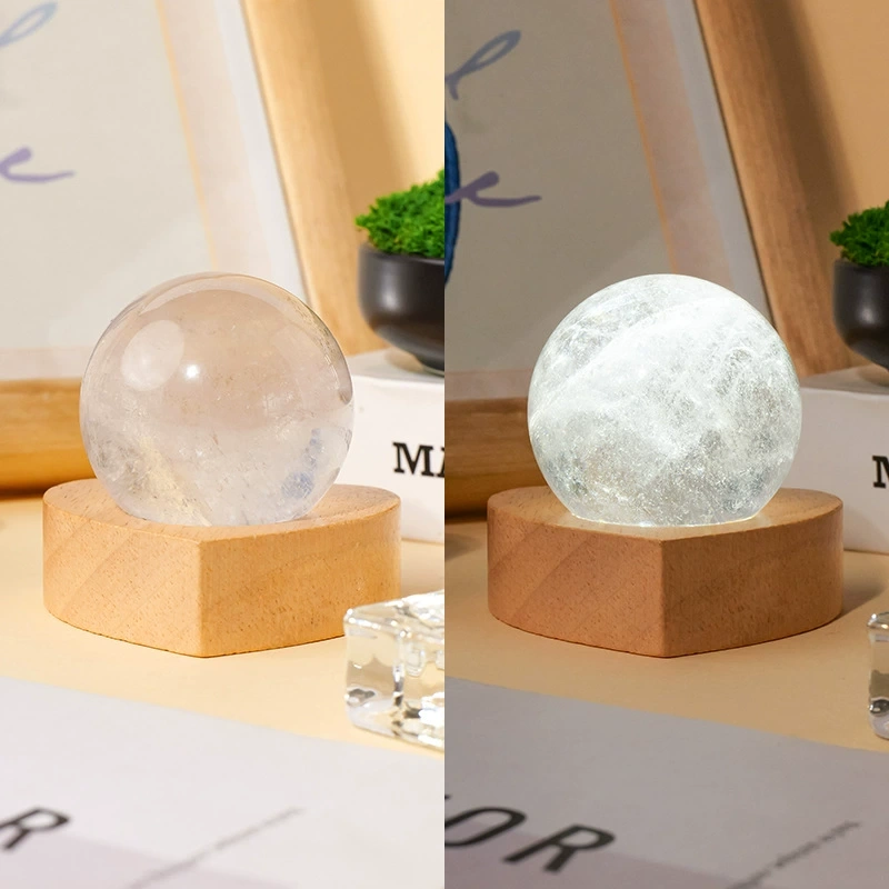 Natural crystal stone spherical night light USB plug-in bedside lamp night light