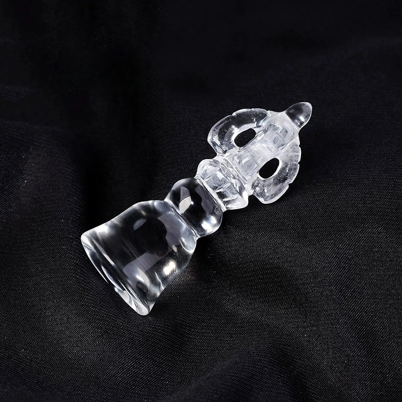 Natural clear quartz rough stone polished vajra stick vajra bell carving pendant