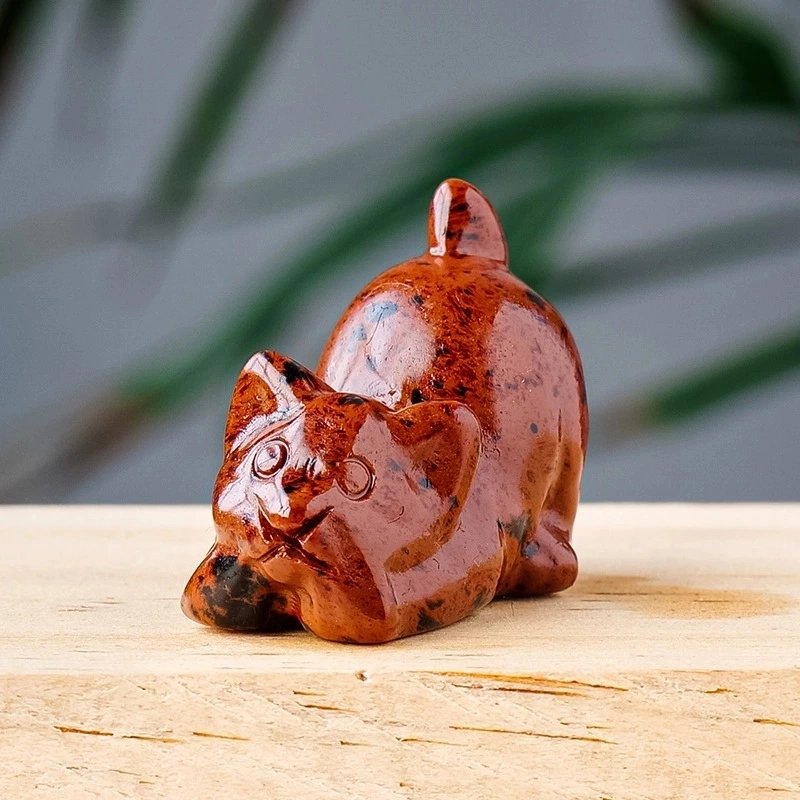 Natural crystal kitten carving crystal raw stone desktop decoration