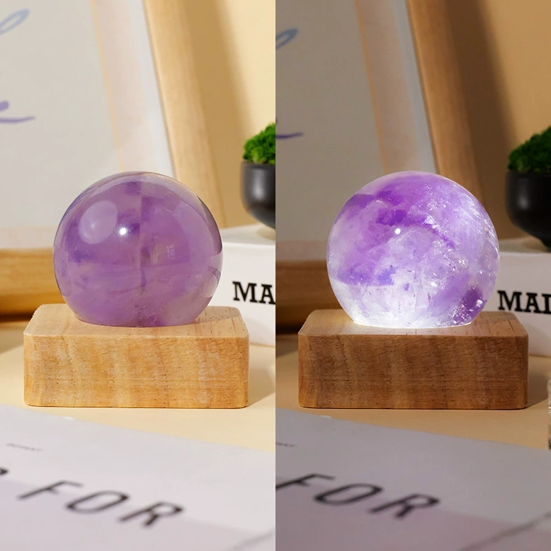 Natural crystal stone spherical night light USB plug-in bedside lamp night light
